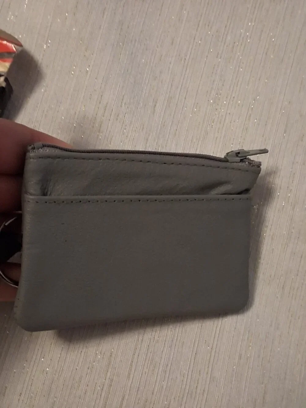 1987 Vintage Card Case Practical Card Key Holder Leather Wallet Gray Superskin